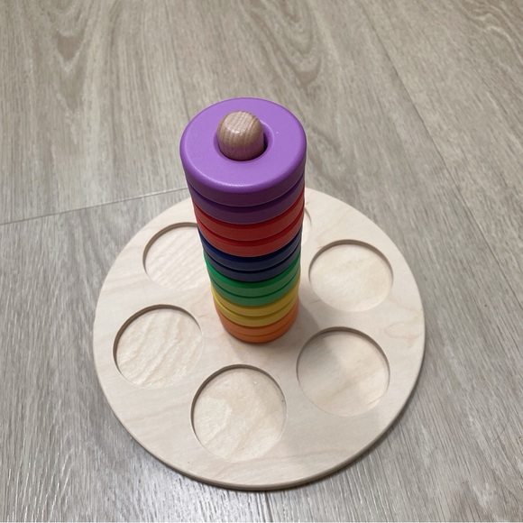 Lovevery Flexible Wooden Stacker with Colorful Rings Babbler Play Kit - Picture 1 of 3
